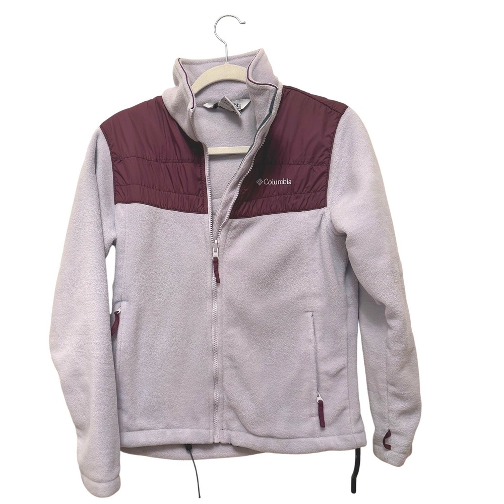 Columbia Womens Interchange Fleece Jacket Lilac Plum Colorblock Medium